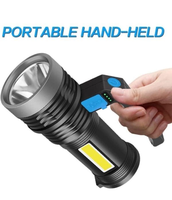 TORCIA LED PORTATILE RICARICABILE DA LAVORO POTENTE CAMPEGGIO ESCURSIONI USB